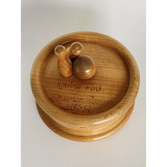 Myrtlewood Bowling Trophy Covered Bowl & Bowling Pin Recognition - Picture 11 of 12